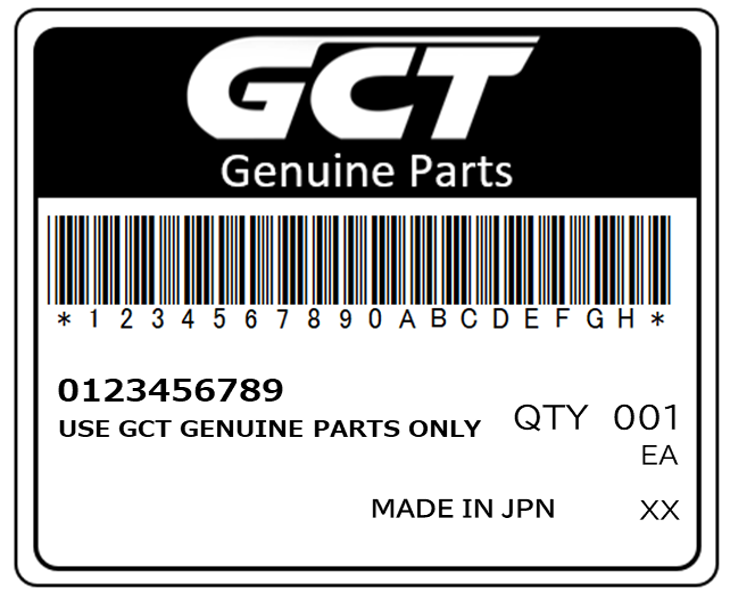 Label of 'GCT GENUINE PARTS'